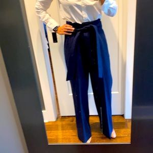 Navy blue Boden Paper Bag wide leg pant